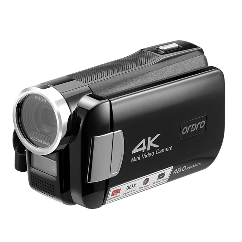Carevas AC2 4K Digital Video Camcorder DV Recorder 48MP 30X Digital Zoom IR Night Vision 3.0 Inch IPSize Touchscreen with Battery Remote Control Carry Bag