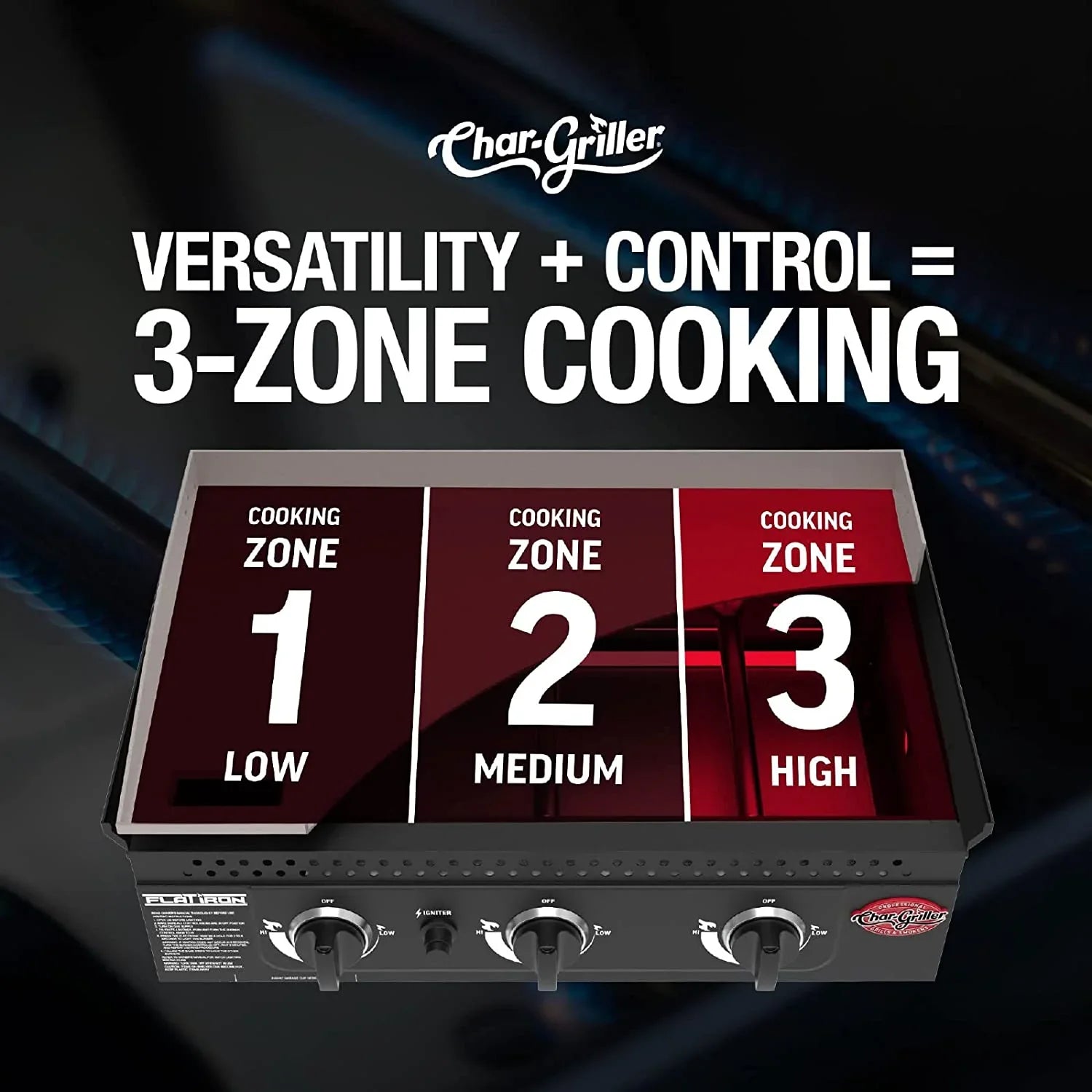 Char-Griller Flat Iron 3 Burner Griddle
