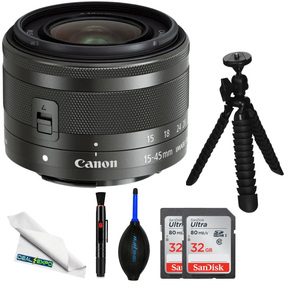 Canon EF-M 15-45mm f/3.5-6.3 ISize SizeTM Lens (Graphite) - DealExpo Basic Bundle
