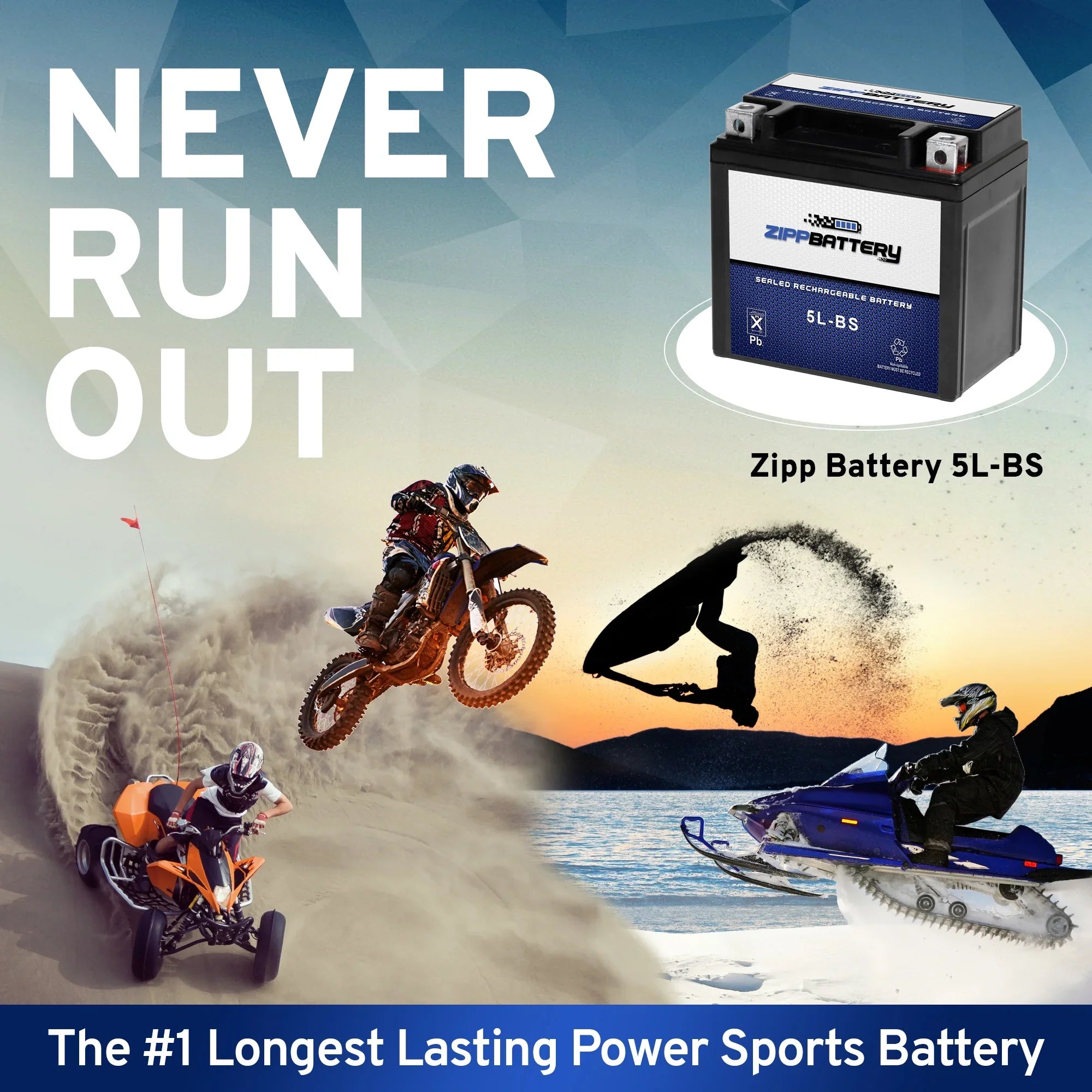 Zipp Battery YTX5L-BSize (5L-BSize 12 Volt,4 Ah, 65 CCA) Motorcycle Battery for Yamaha Ttr230e 230cc 06-'17 -