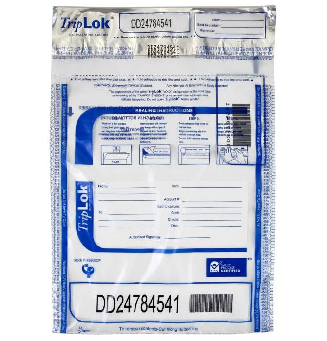 ControlTek TripLok 9"x12" Clear Deposit Bag 100-Pack 585028
