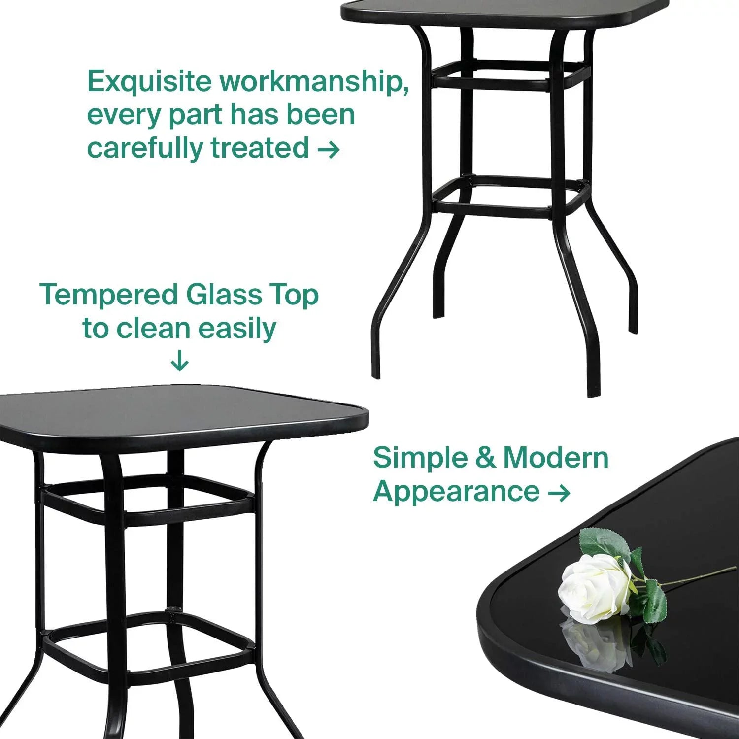 Avel Sizeturdy Sizeolid Glass Bar Table for Poolside Use