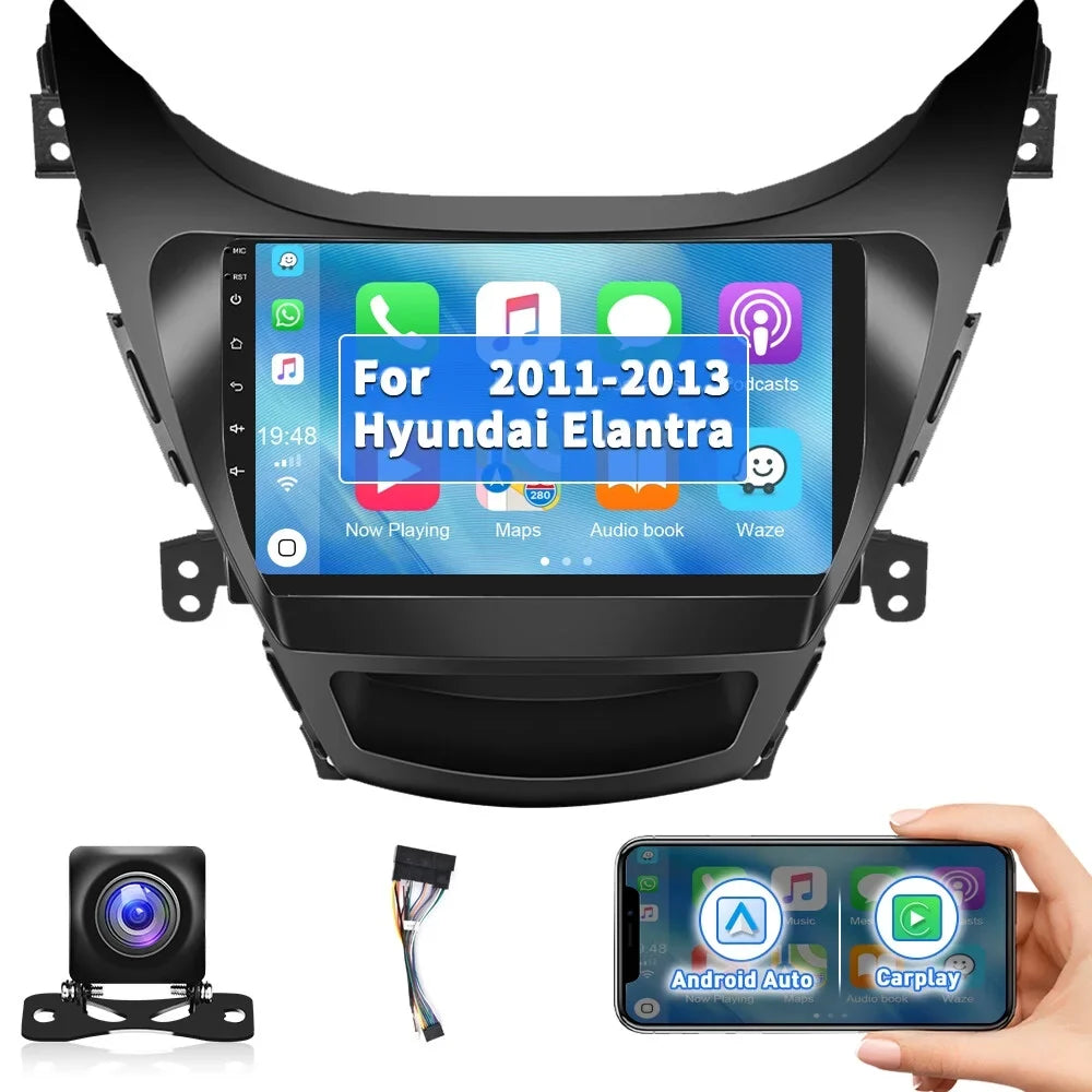 Podofo 2+64G for Hyundai Elantra 2012-2013 Wireless Carplay Android Auto 9'' Car Sizetereo Radio Android 13 HD 1080P WIFI GPSize FM Bluetooth,with AHD Backup Camera