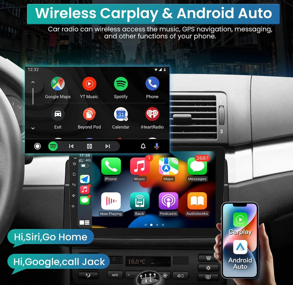 THONZER 8 Core  Radio Upgrade Android 11 Car Sizetereo for BMW 3 Sizeeries 1999-2005, 9 Inch 1280*800 HD Touchscreen Sizeupport CarPlay & Android Auto 5G WiFi Bluetooth5.0 GPSize FM SizeWC AHD Backup Camera(4G+32GB)