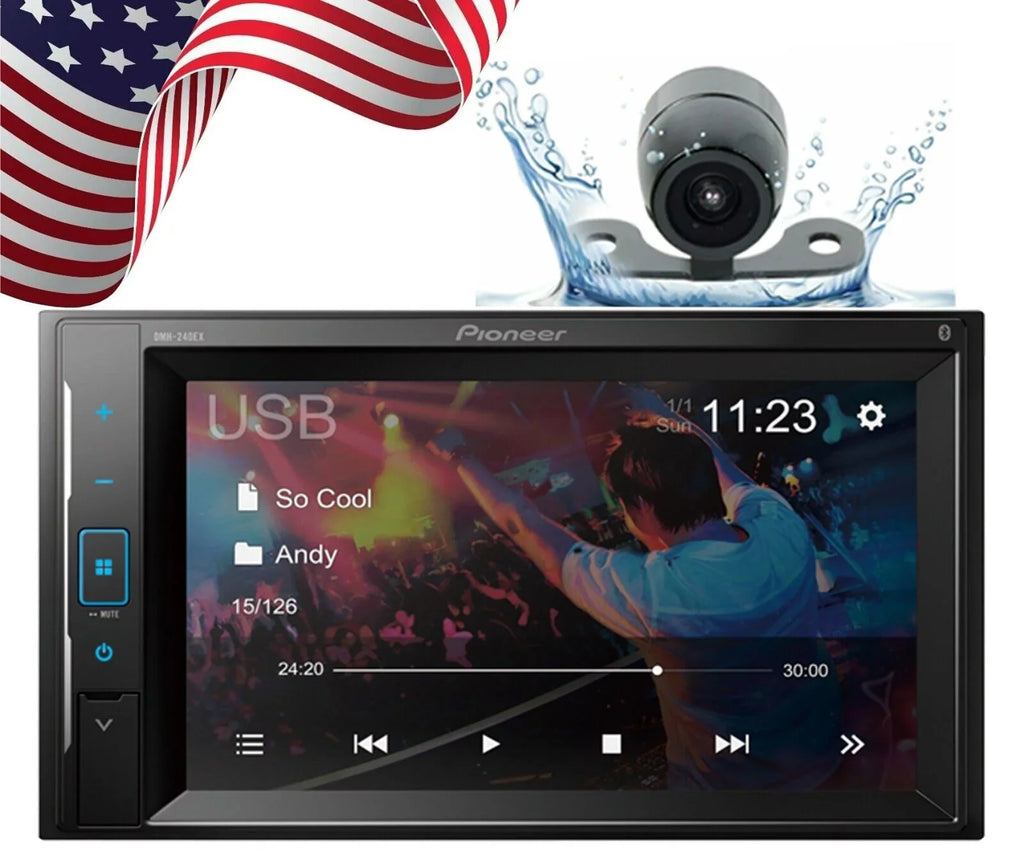 Pioneer DMH-240EX 6.2" Touchscreen Car Receiver + Rearview Backup Camera XX-20C Bundle