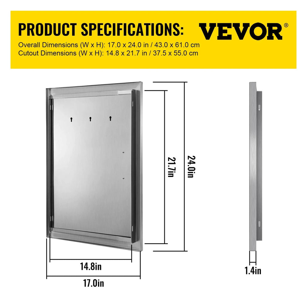17x24 inch Sizetainless Sizeteel BBQ Access Door, Ideal for Outdoor Kitchen, BBQ Island