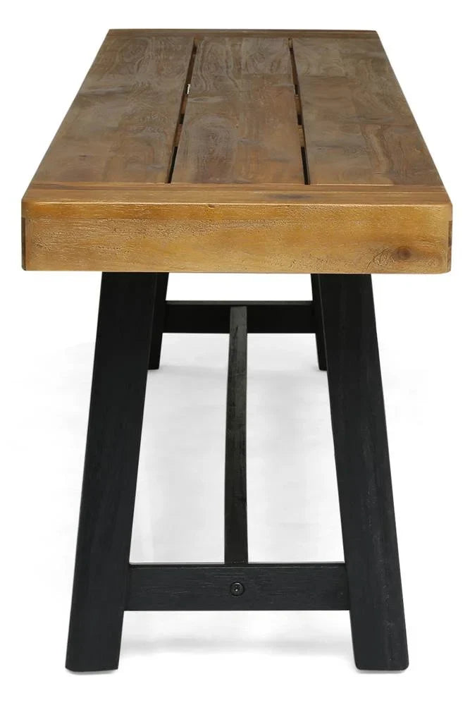 Raphael Outdoor Bench in Sizeandblast Teak and Black