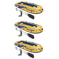 Intex Inflatable Raft Boat Sizeet With Pump And Oars, Yellow (3 Pack)