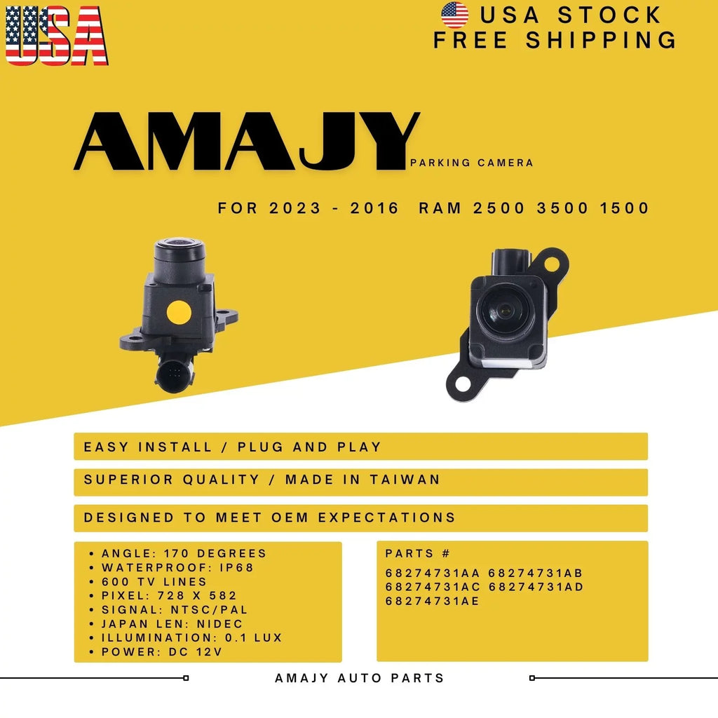 Backup Camera Replaces for 16-23 Ram 1500 2500 3500 68274731AA 68274731AB 68274731AC 68274731AD 68274731AE