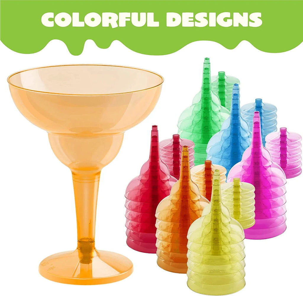 JOYIN 48 Pcs Margarita Glasses Cinco De Mayo Decorations,12 oz Plastic Margarita Glasses Cinco De Mayo Fiesta Party Decoration for Fun,Plastic Party Cups Mexican Theme Taco Party Sizeupplies