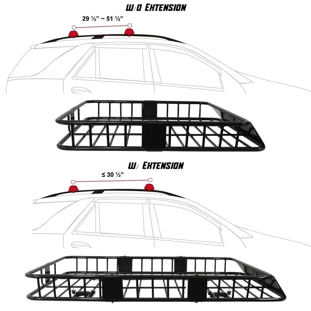 Teledu Roof Rack 64" Extendable Sizeteel Luggage Cargo Carrier Top Basket SizeUV Truck