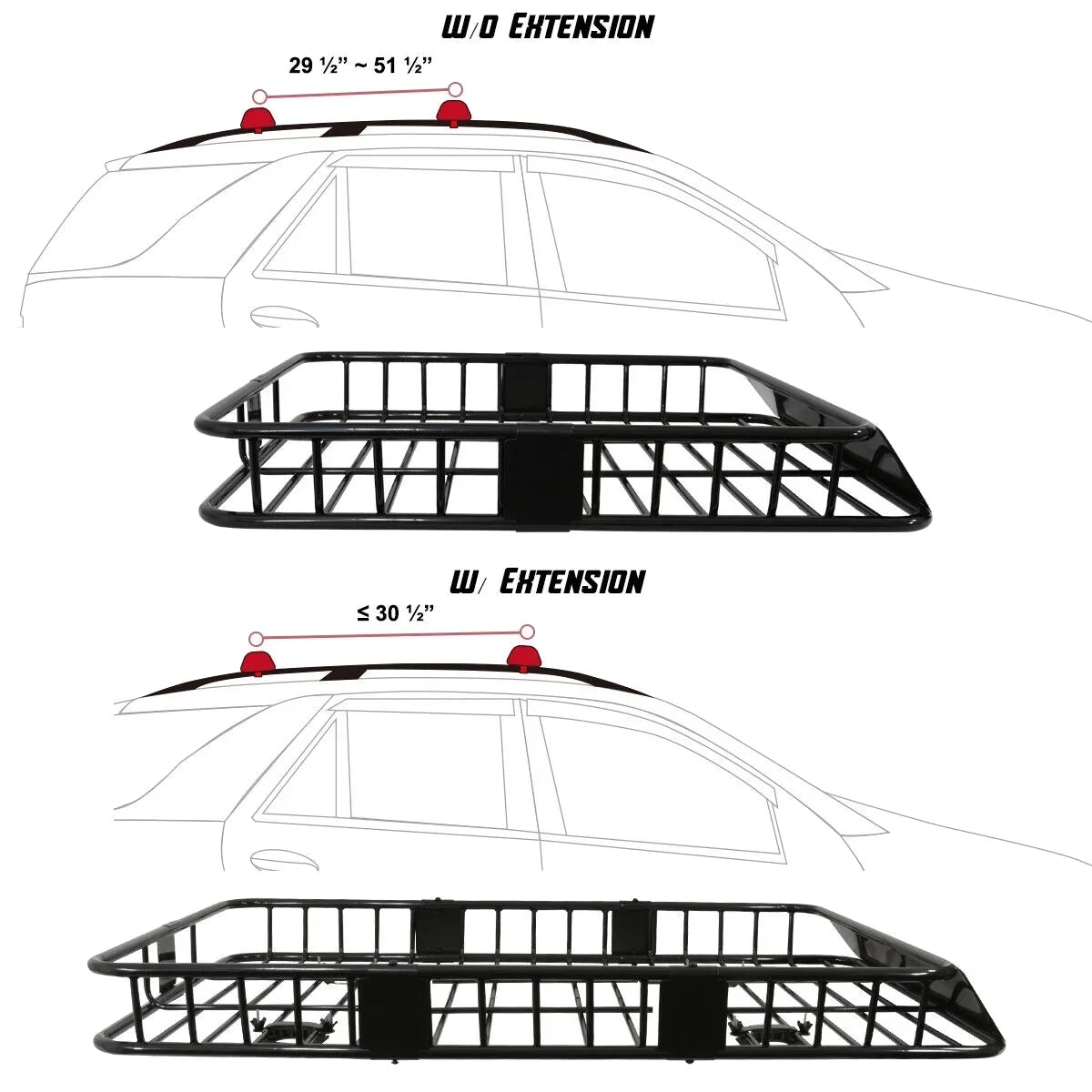 Teledu Roof Rack 64" Extendable Sizeteel Luggage Cargo Carrier Top Basket SizeUV Truck