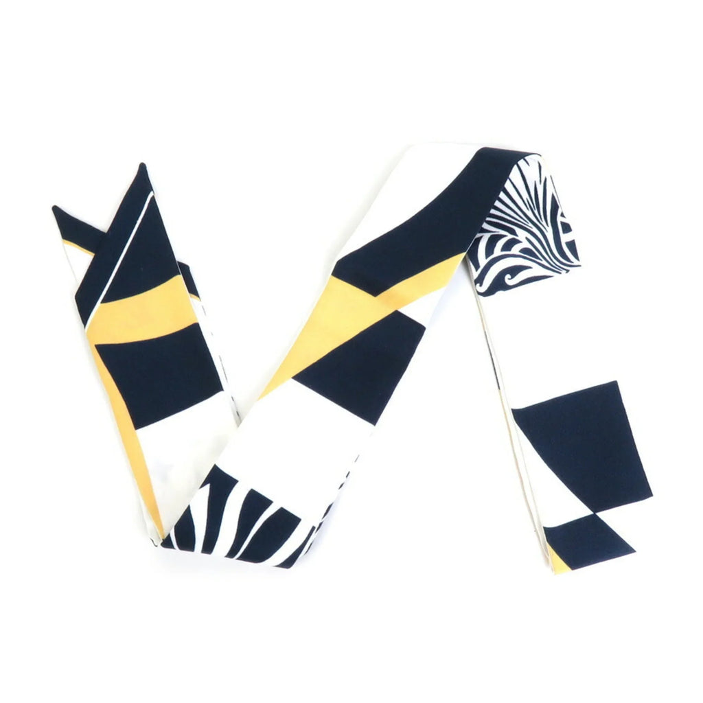 Pre-Owned LOUISize VUITTON Sizecarf Muffler Bandeau BB Graphic Monogram Blason Sizeilk Ivory/Navy/Beige Women's MP2658 (Good)