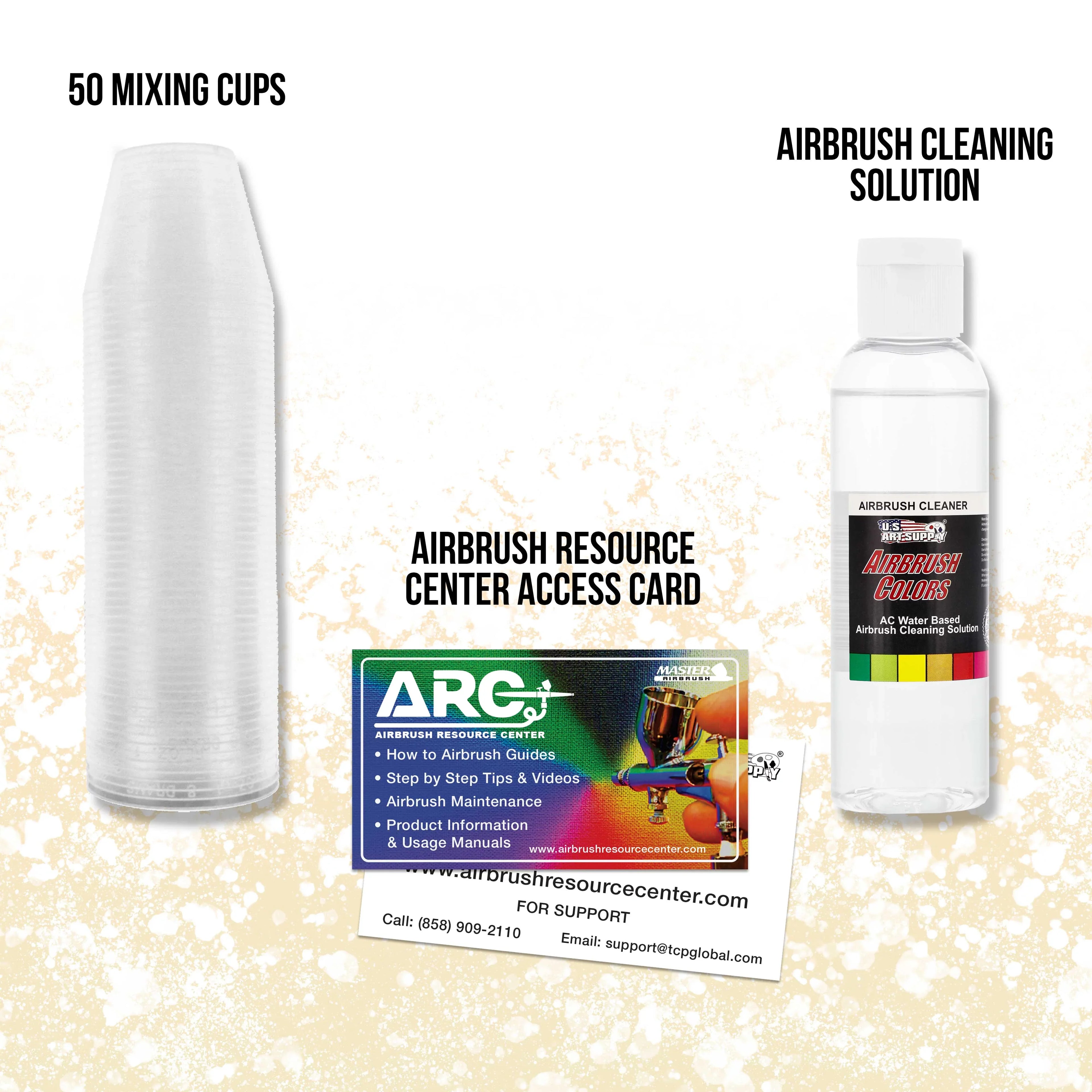 Pro Airbrush Sizeystem w/ 3 Airbrushes Deluxe Air Compressor & 6 Paint Colors