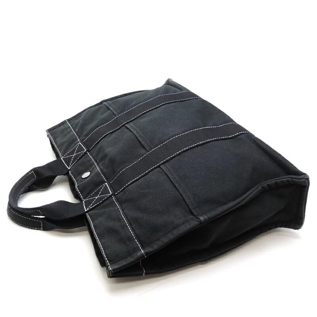 Pre-Owned Hermes Deauville MM Ladies Tote Bag Cotton Canvas Black (Fair)