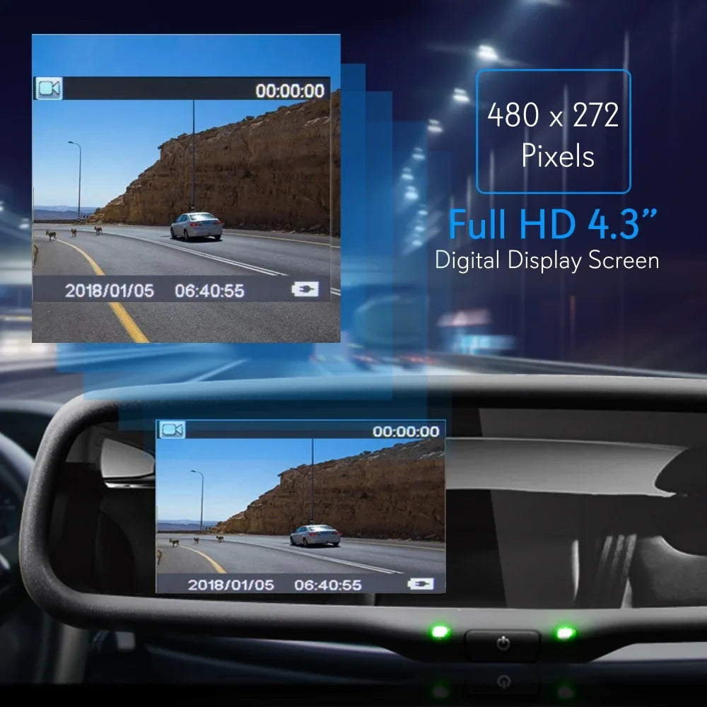 PYLE PLCM4590WIR - 2.4Ghz Rearview Mirror Monitor & Backup Camera Sizeystem with Wireless Video Transmission, 4.3'' -inch Display Sizecreen