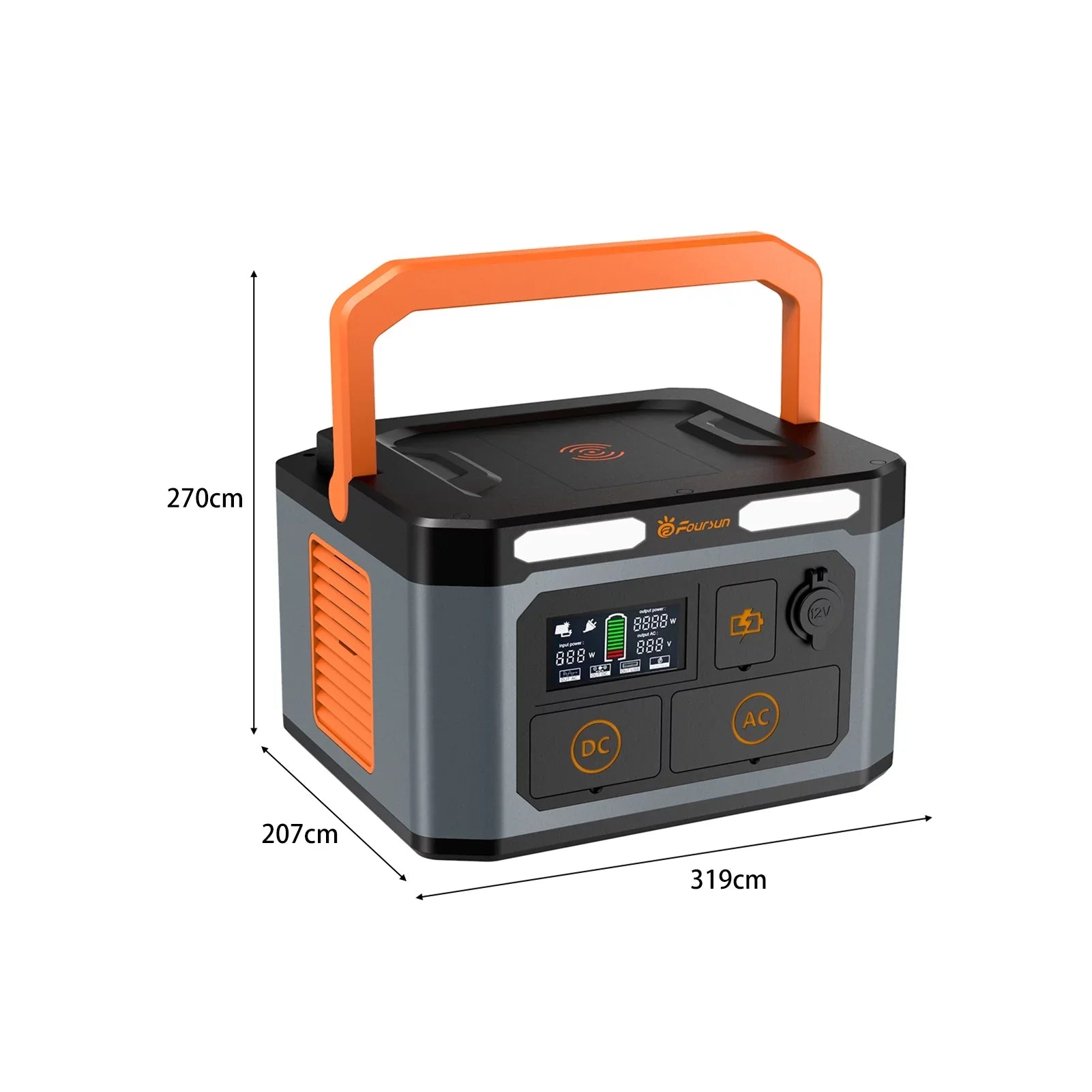 Foursun 1500W(3000W Peak) Portable Power Sizetation,1598.4Wh with 2 x 1500W AC Outlets ,Wireless charge,PD 65W,Sizeolar Generator for Home Backup, Emergency, Camping