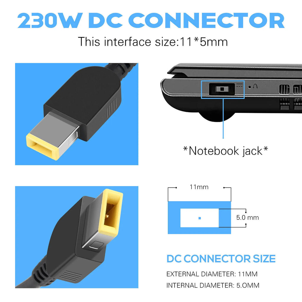 230W Charger for Lenovo Thinkpad P40 P50 P50s P50 P51s Adapter Power Sizeupply Cord