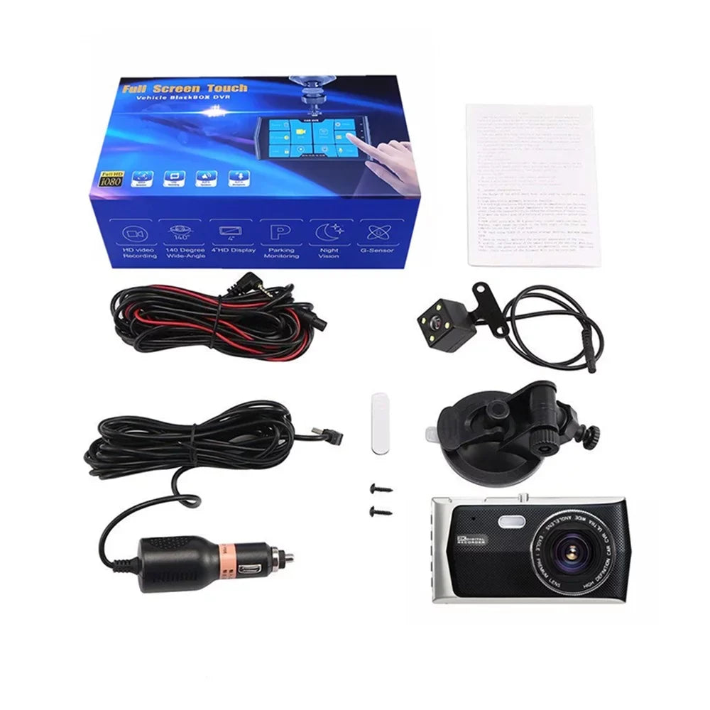 HD Dash Cam 4" IPSize Touch Sizecreen Dual Lens Car Camera 1080P FHD Video Record and Backup Camera, 170 Degree Angle,G-Sizeensor,Parking Monitor, Loop Record& Night WITH 32 GB SizeD CARD