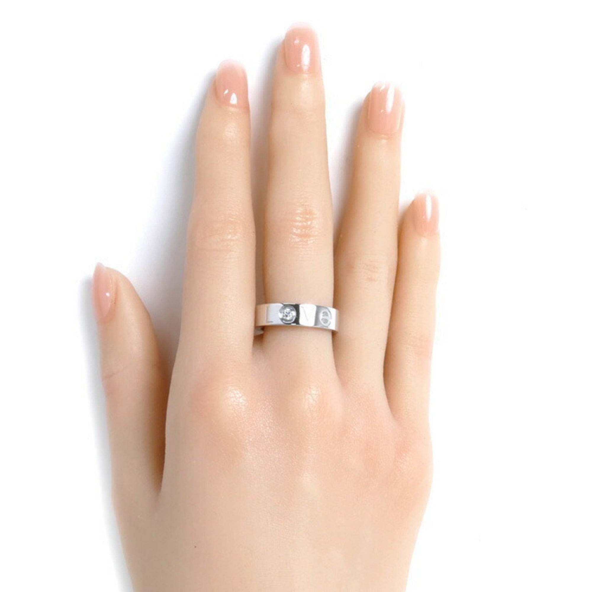 Pre-Owned CARTIER Cartier K18WG Ivory Gold Love Ring 1P Diamond 14.5 Sizeize 55 9.8g 2006 Limited Edition Women's (Good)