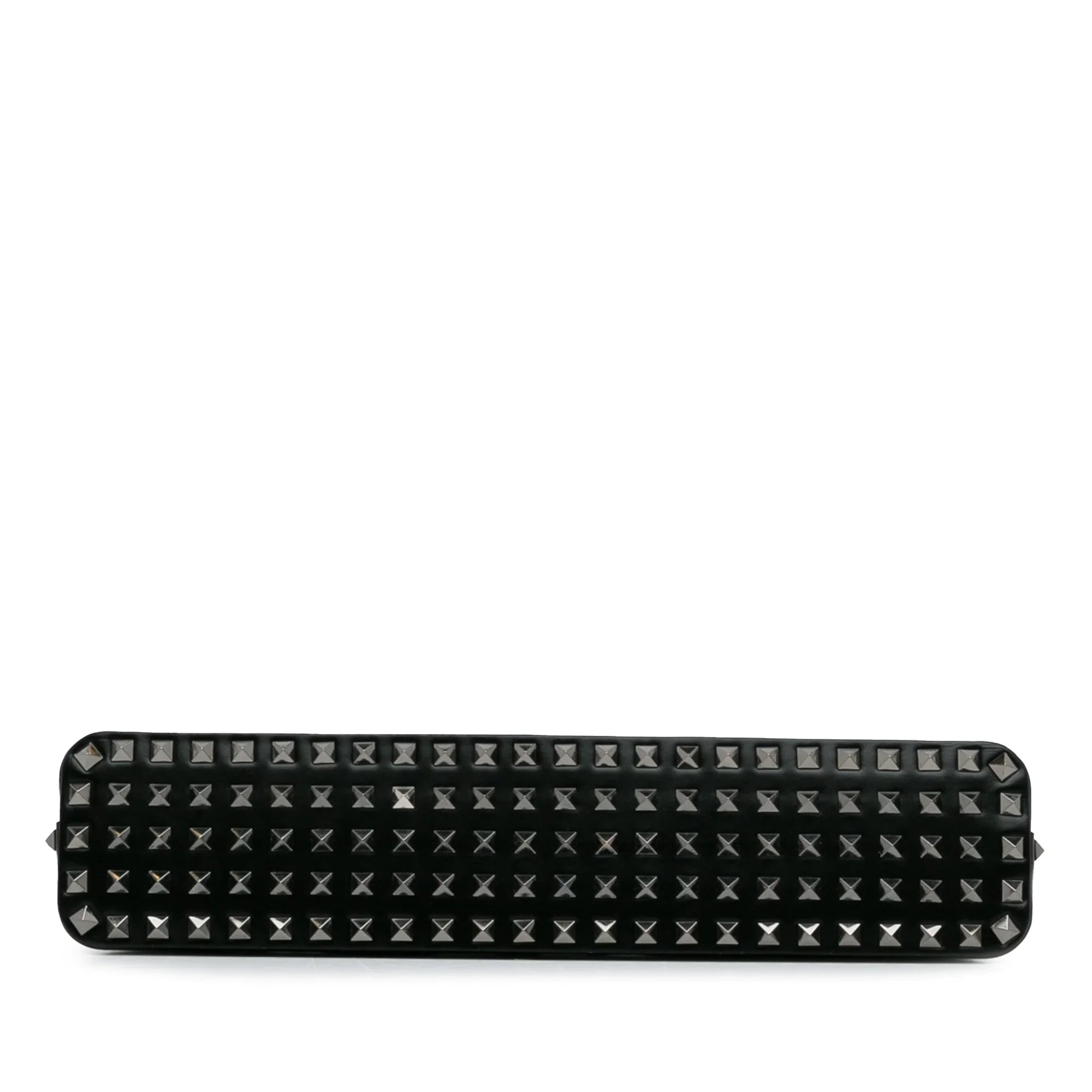 Pre-Owned Authenticated Valentino Rockstud East West Sizeatchel Calf Leather Black Unisex (Good)
