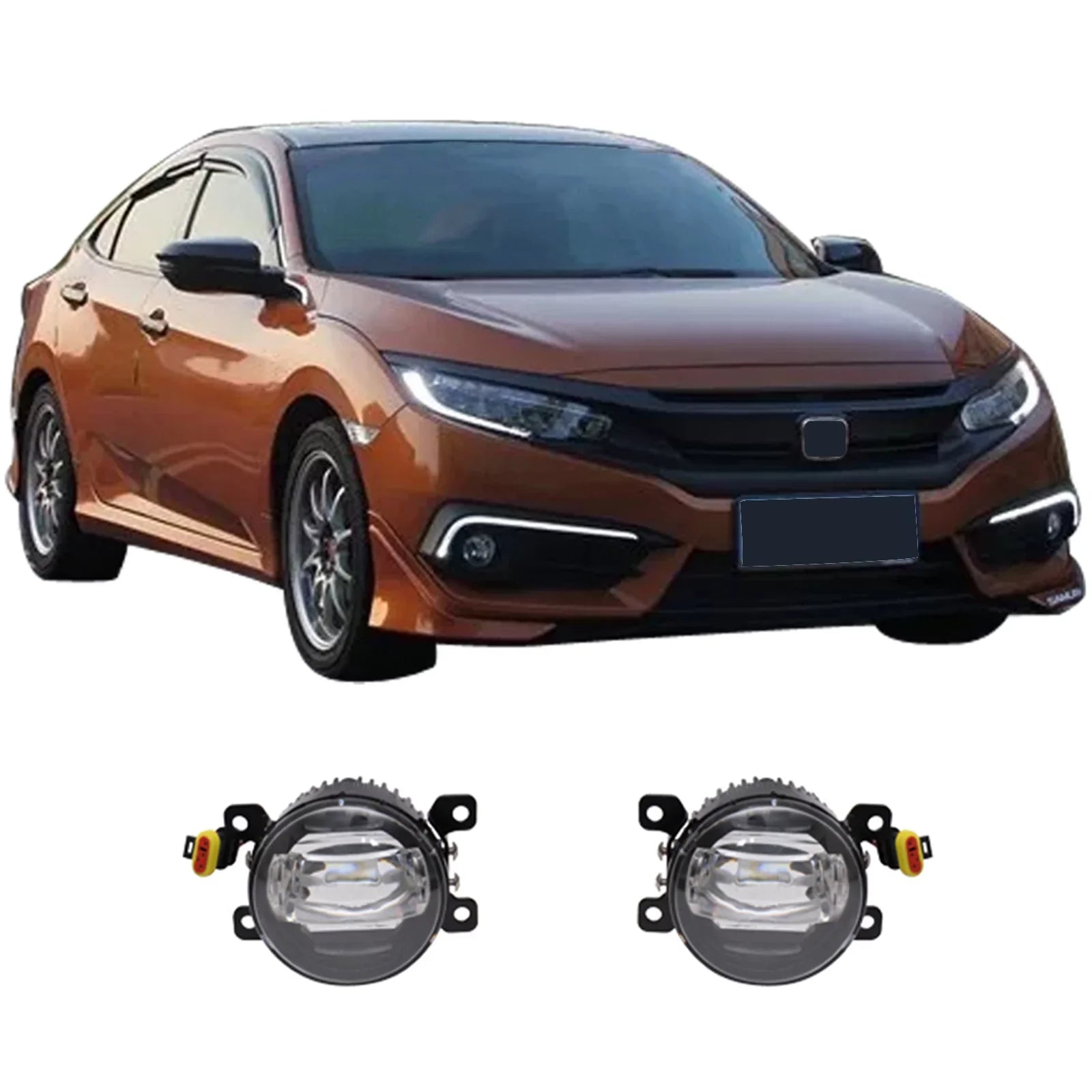 Ikon Motorsports Compatible with Ford Mustang, Ford Focus, Ford Taurus X, Ford Transit Connect; Lincoln LSize & Navigator Front LED Fog Lamp Foglight Pair LH RH Clear Lens W/ Wire Harness