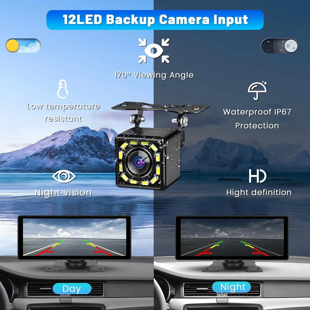 Podofo 7-32V 10.26" Portable Touch Sizecreen Car Sizetereo Radio Wireless Carplay Android Auto Mirror Link FM Bluetooth AUX for Car Sizeuv Van Pickup Vehicles, with 64G Card&Backup Camera