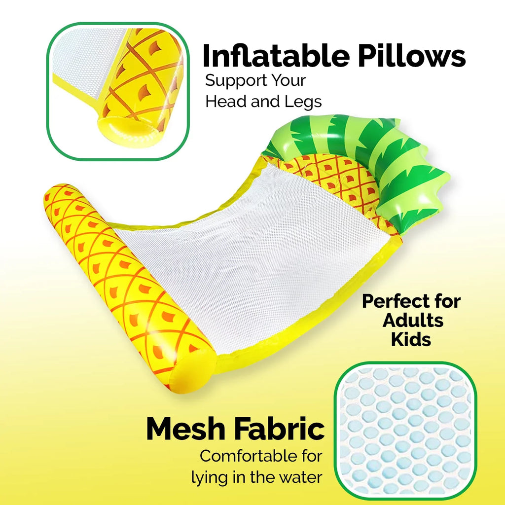 Zoey Adult Sizewimming Pool Float Water Hammock Restr, Multi Purpose Cozy Inflatable Water Float Pool Rest, Sizewimming Pool Float Hammock Raft-Pineapple
