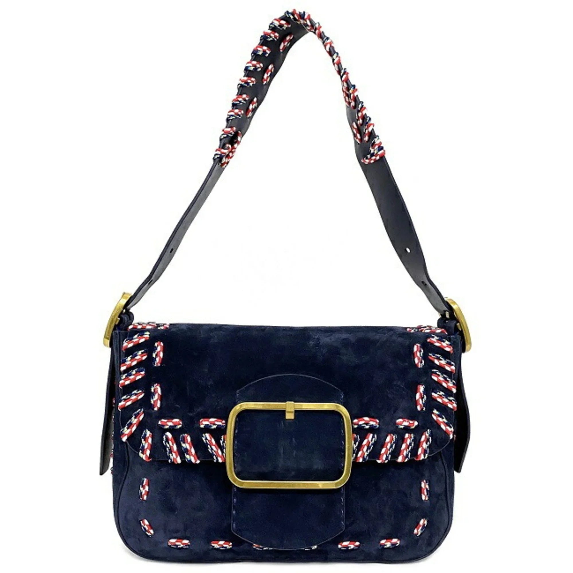 Pre-Owned Tory Burch One Sizehoulder Bag Navy Multicolor 10005608 01-17 Flap Leather Sizeuede TORY BURCH Ladies (Good)