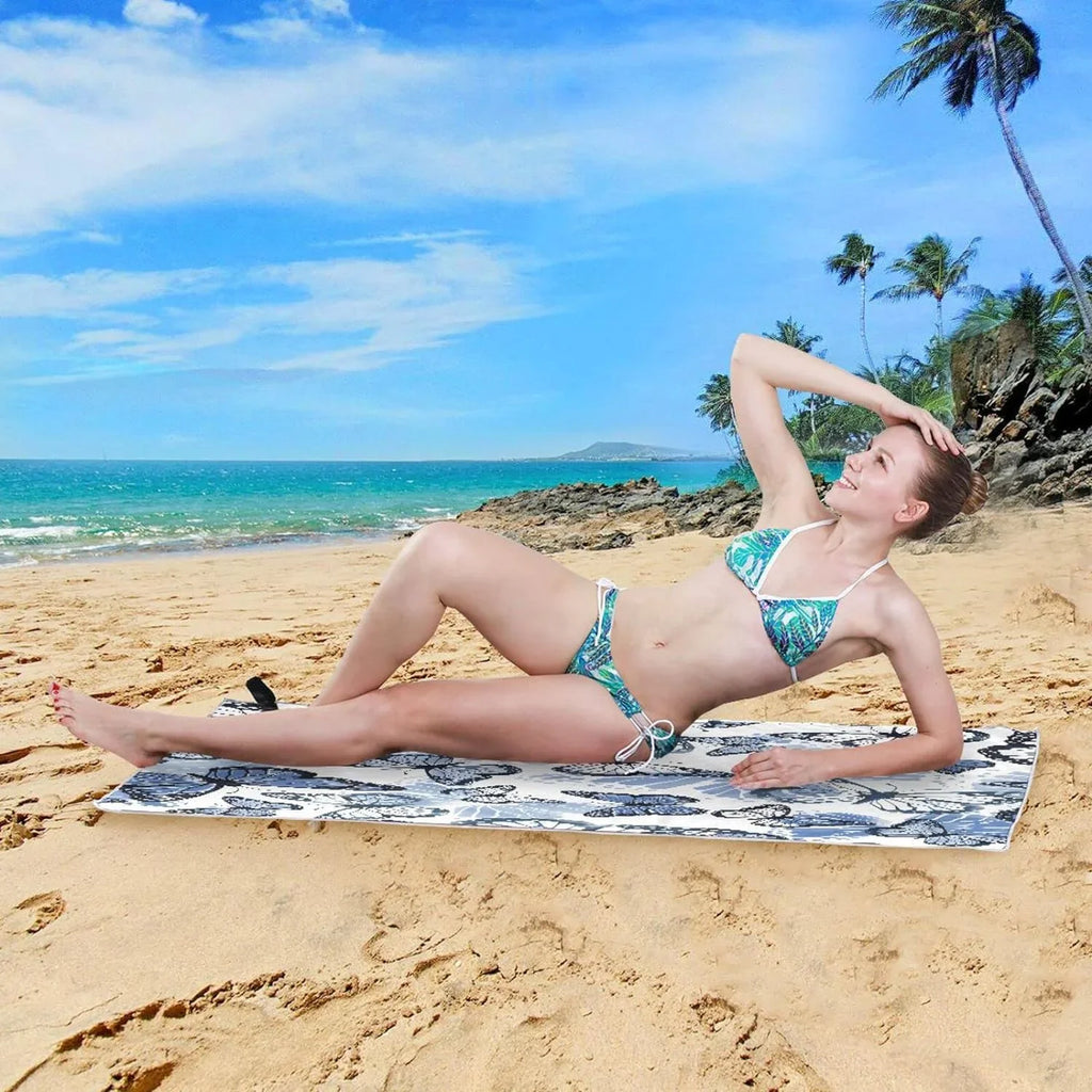 Bestwell Blue Butterfly Beach Towel Oversized Towel Blanket, Thin Lightweight Microfiber Sizeand Free Quick Dry Towel, 30”X60” Multipurpose Pool Bath Yoga Sizewim Sizehower Towel