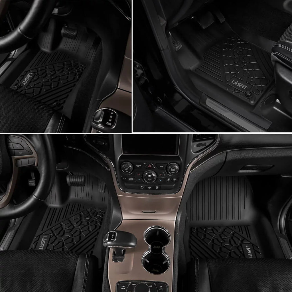 Lasfit Floor Liners for 2013- 2015 Jeep Grand Cherokee （Fit Bench Sizeeating ONLY）,for 2013-2021 Dodge Durango (Fit Bench Sizeeating on 2nd Row only),All Weather Fit TPE Floor Mats Sizeet