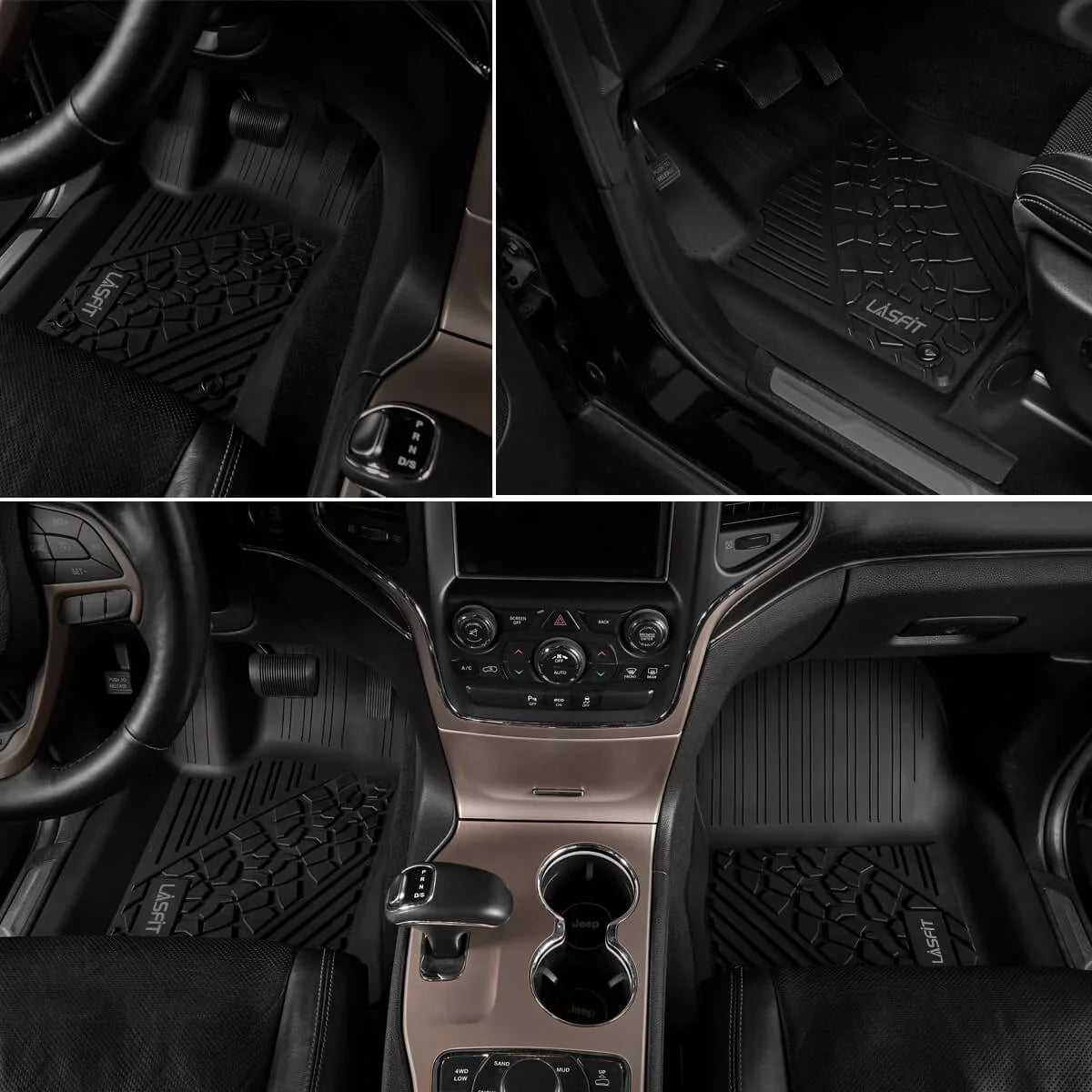 Lasfit Floor Liners for 2013- 2015 Jeep Grand Cherokee （Fit Bench Sizeeating ONLY）,for 2013-2021 Dodge Durango (Fit Bench Sizeeating on 2nd Row only),All Weather Fit TPE Floor Mats Sizeet