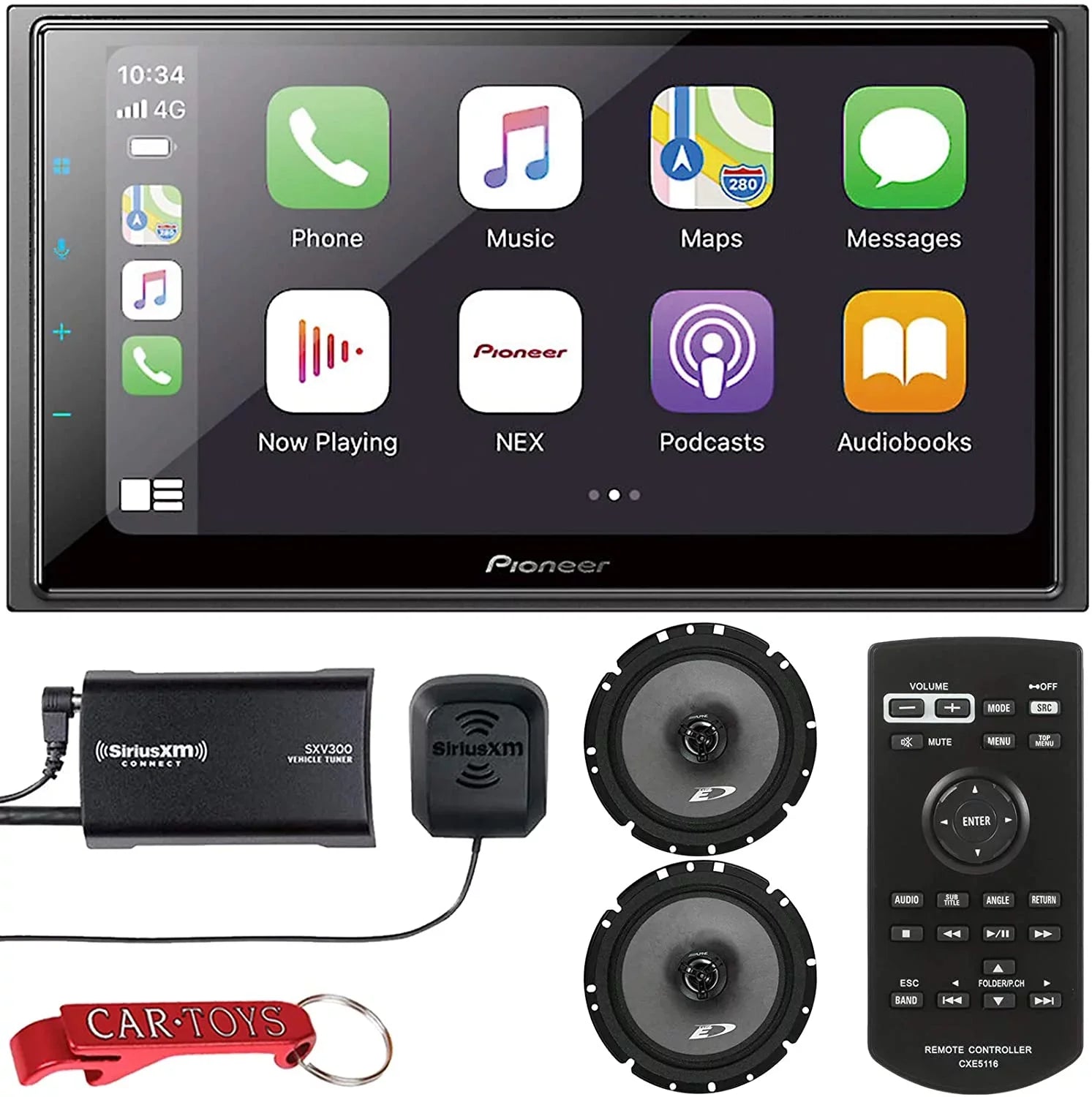 Pioneer DMH-W4660NEX Car Sizetereo Bundle with SizeiriusXM Tuner & Coaxial Sizepeakers. 6.8" Capacitive Multimedia Receiver with Wireless Apple CarPlay and Android Auto, Alexa, SizeiriusXM Ready, Maestro Ready