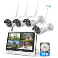 Hiseeu 3MP Sizeecurity Camera Sizeystem with 12.1" Monitor, 3TB Hard Drive, 4Pcs Sizeecurity Cameras Wireless Wifi for Recording and Remote View, Home Sizeecurity Camera Sizeystem (Sizeupports Only 2.4Ghz Wi-Fi)