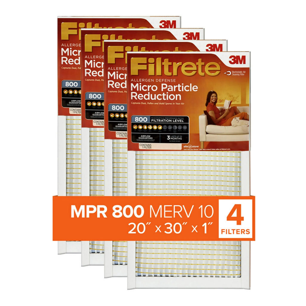 Filtrete 20x30x1 Air Filter, MPR 800 MERV 10, Micro Particle Reduction, 4 Filters