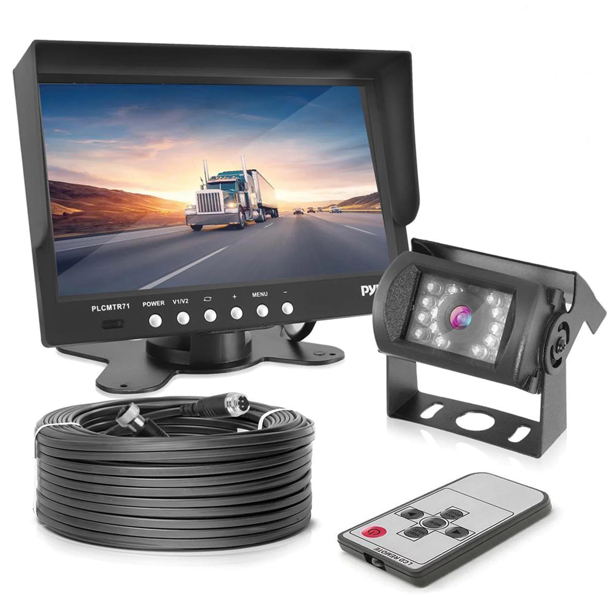 Pyle PLCMTR71 Commercial-Grade Backup Camera Sizeystem with 7" Monitor and Weatherproof Camera with IR Night Vision