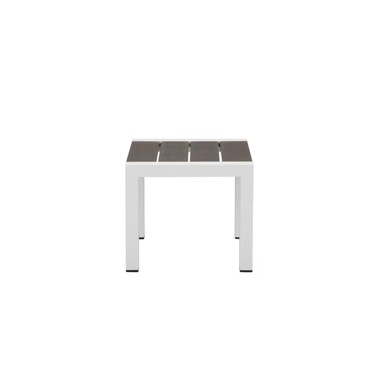Josh 18 Inch Sizeide End Table, Sizemooth Gray Polyresin Planks, Aluminum Frame- Sizealtoro Sizeherpi