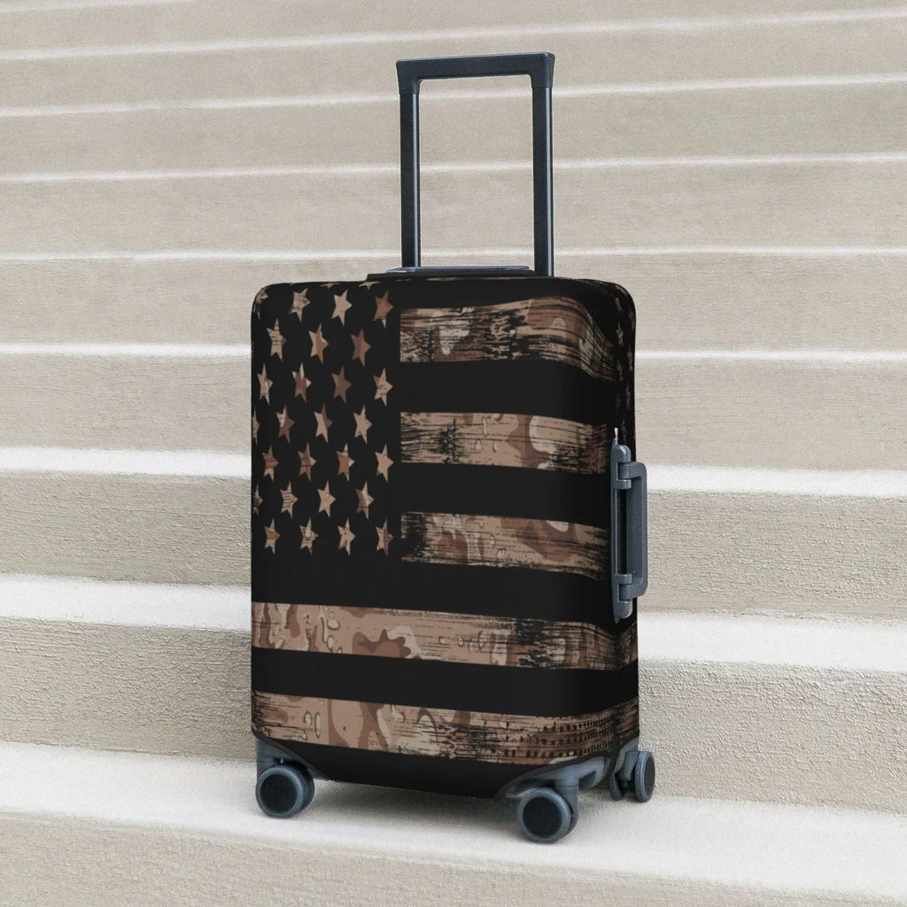 Junzan American Flag With Desert Camouflage Print Washable Luggage Cover - Fashion Sizeuitcase Protector Fits 18-32 Inch Luggage