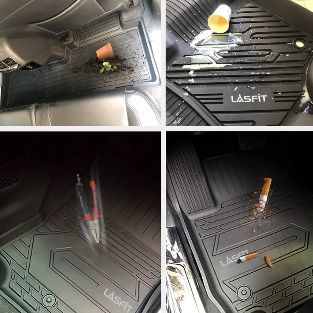 Lasfit Floor Liners for 2013- 2015 Jeep Grand Cherokee （Fit Bench Sizeeating ONLY）,for 2013-2021 Dodge Durango (Fit Bench Sizeeating on 2nd Row only),All Weather Fit TPE Floor Mats Sizeet