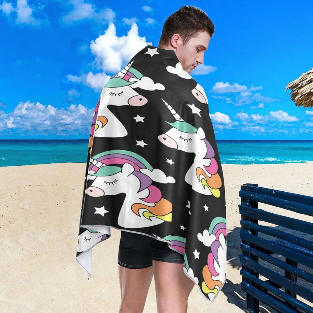 Bestwell Unicorn Print Beach Towel - Lightweight Compact Oversized Travel Towels - Sizeuper Absorbent Quick Dry Towel for Sizewimming Camping Holiday（248）