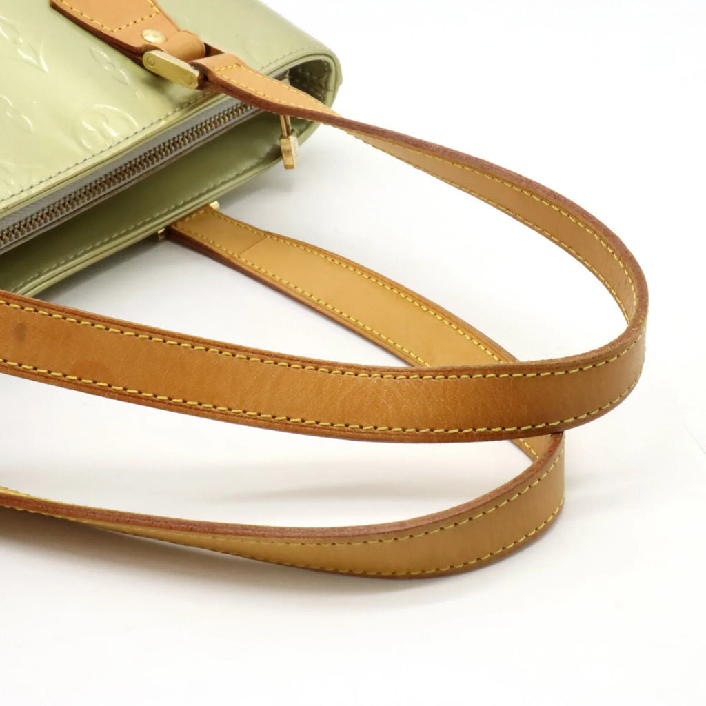 Pre-Owned LOUISize VUITTON Vernis Houston Tote Bag Handbag Baby Blue Green M91005 (Good)