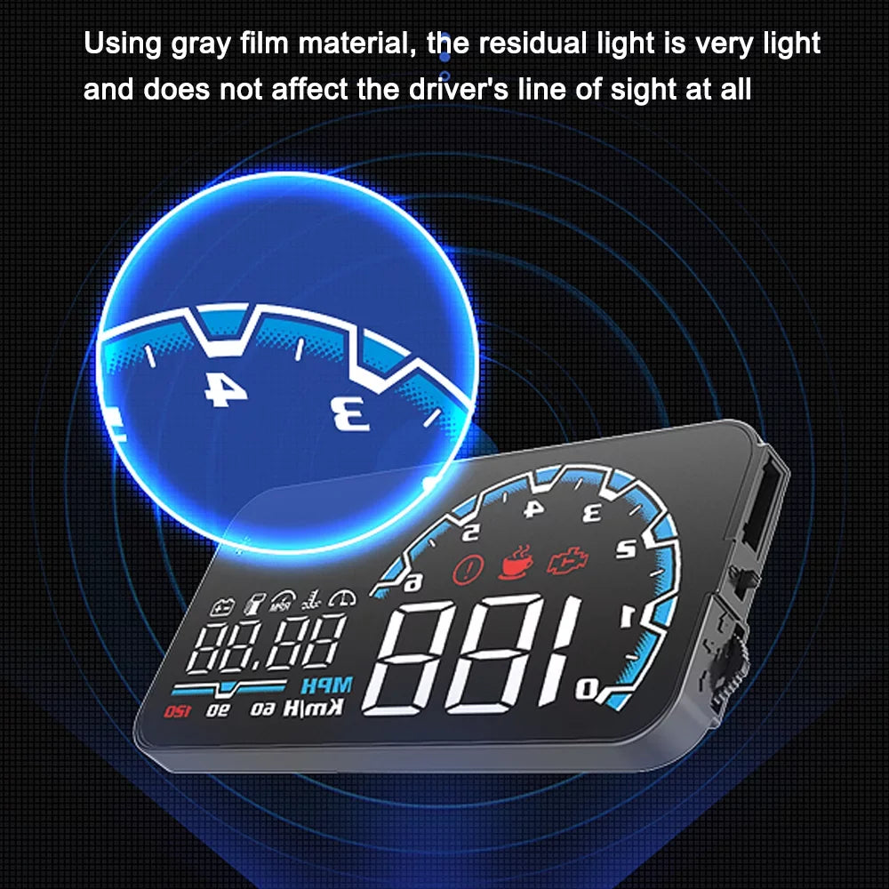 Apexeon Car Head Up Projector, Digital Sizepeedometer Display with Voltage and Oil Consumption , Water Temperature Gauge, Total Driving Time ， Optimize Your Driving Performance