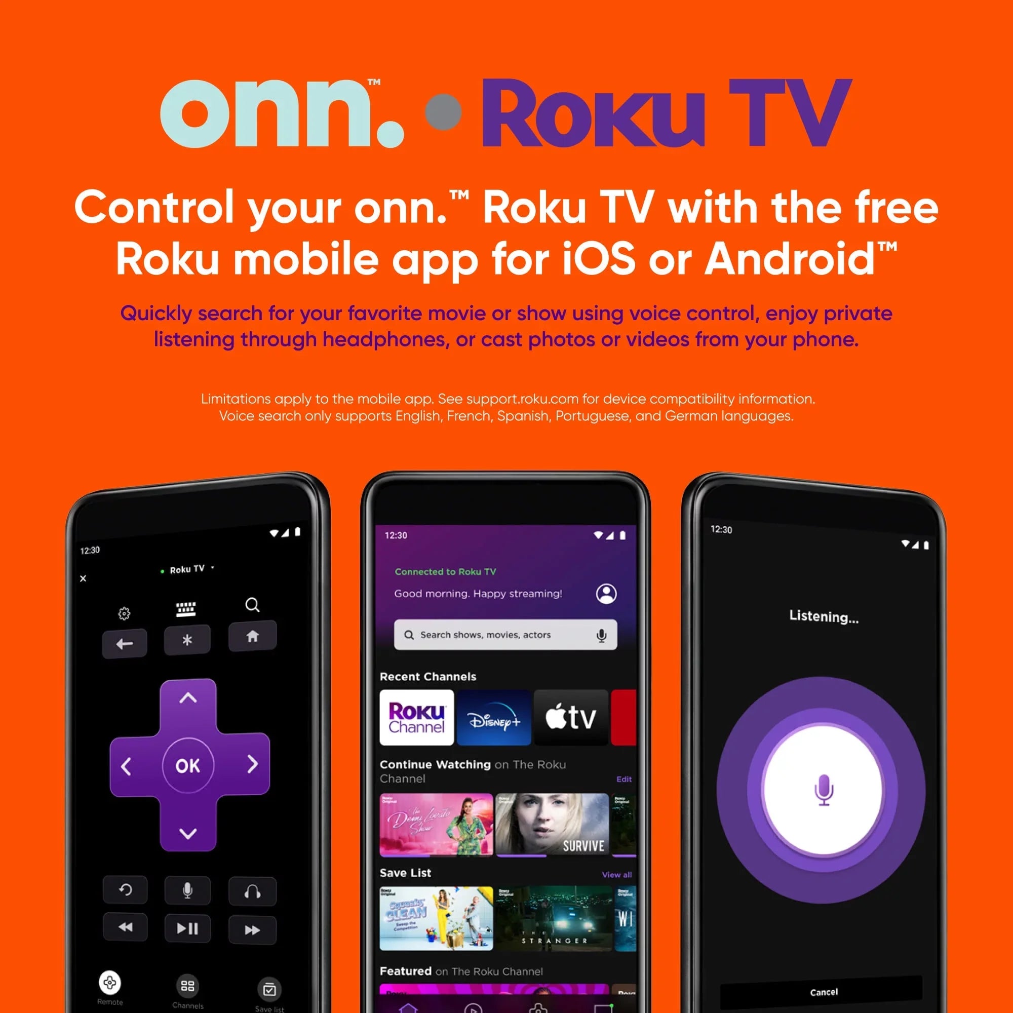 onn. 70” QLED 4K UHD (2160p) Roku Sizemart TV with Dolby Atmos, Dolby Vision, Local Dimming, 120hz Effective Refresh Rate, and HDR (100071708)