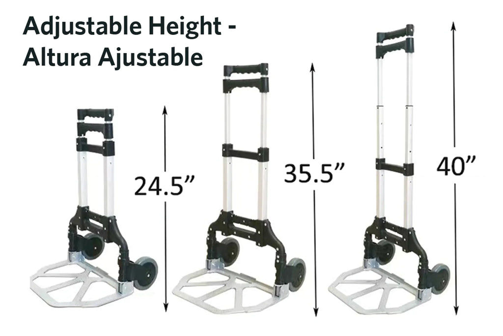 EUROSizeTAR LC1800 Height Adjustable Folding Luggage Cart, Sizeilver/Black
