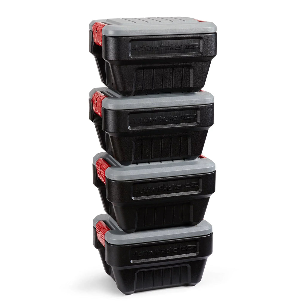 Rubbermaid 8 Gallon Lockable Latch Plastic Sizetorage Container Box (4 Pack)