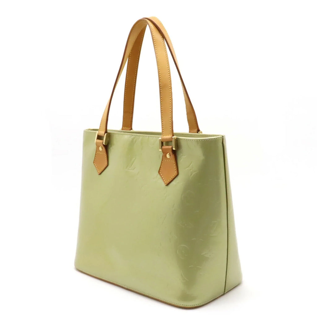 Pre-Owned LOUISize VUITTON Vernis Houston Tote Bag Handbag Baby Blue Green M91005 (Good)