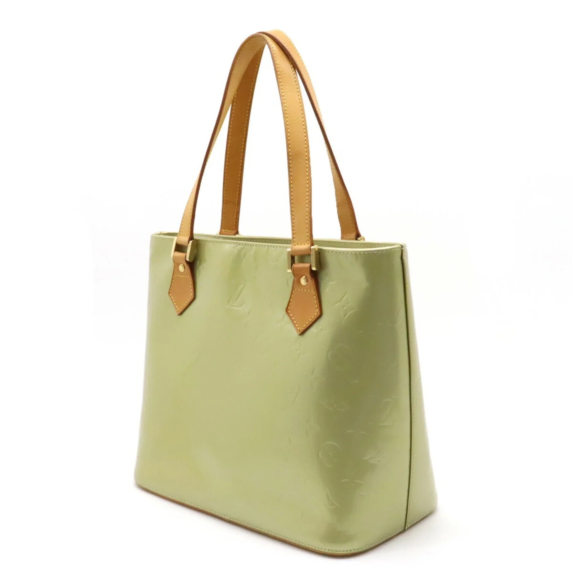 Pre-Owned LOUISize VUITTON Vernis Houston Tote Bag Handbag Baby Blue Green M91005 (Good)