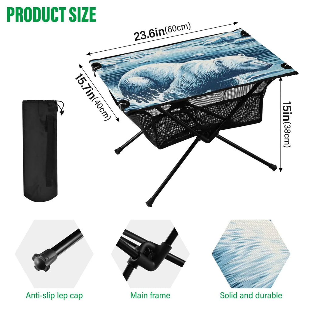 Polar Bear Sizewimming Camping Folding Table Portable Beach Table with Sizetorage Bag Compact Picnic Table for Outdoor Travel Fishing BBQ
