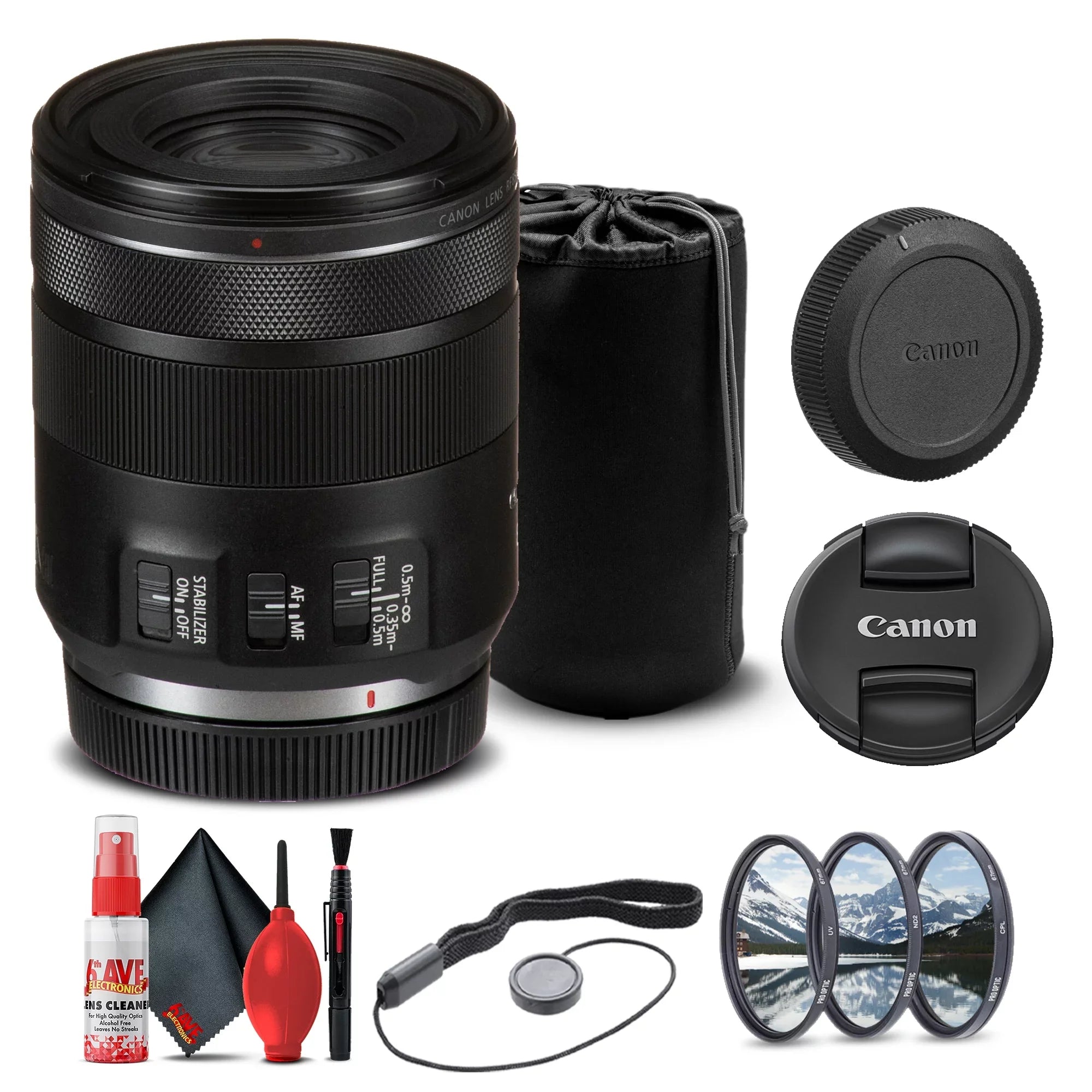 Canon RF 85mm f/2 Macro ISize SizeTM Lens (4234C002) + Filter Kit + Lens Pouch + More