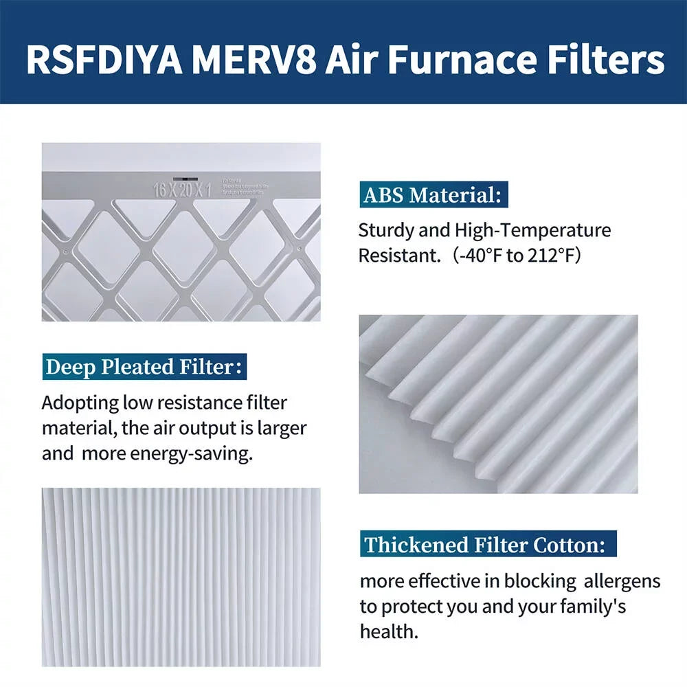 RSizeFDIYA Air Filter 16x25x1, 6-Pack MERV13 MPR 1800 HVAC AC Furnace Reusable Air Filters